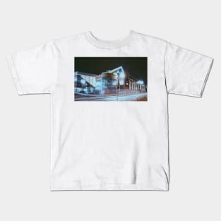 Ibrox Stadium at night Glasgow Rangers print design Kids T-Shirt